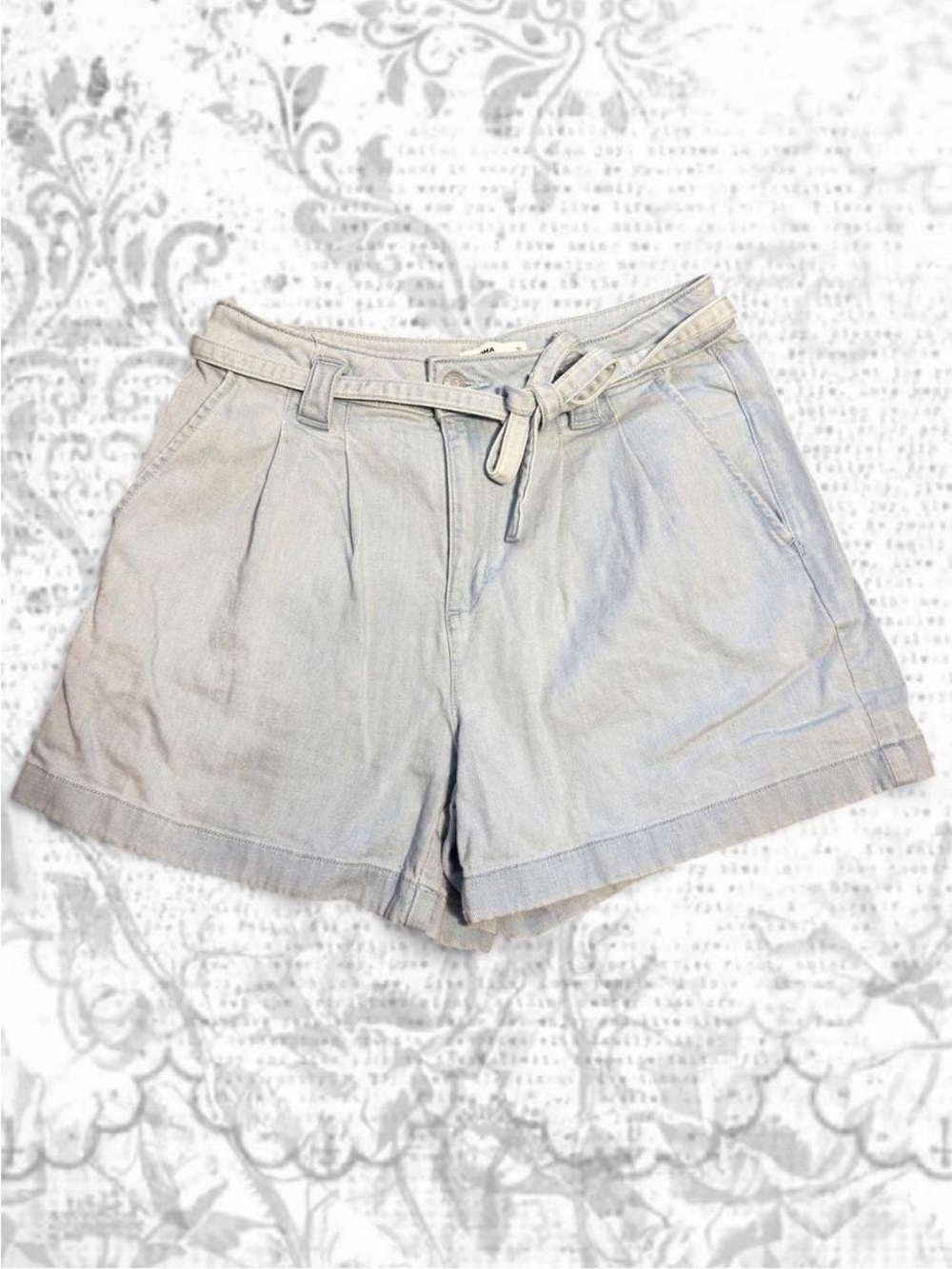 Sonoma Light Blue High-Waist Tie-Belt Shorts